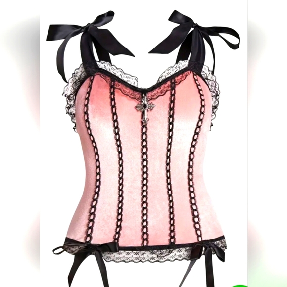 Gothic Babydoll Velvet Corset Top W Cross M-XL - Picture 1 of 7